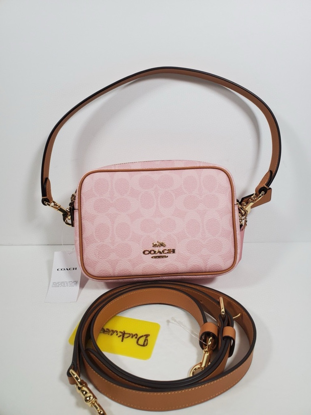 NWT Coach Powder Pink Mini Carey Crossbody Bag in Signature Canvas CEK74